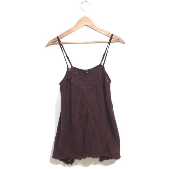 American Eagle Outfitters Flowy Lace Tank in Plum - Picture 1 of 4